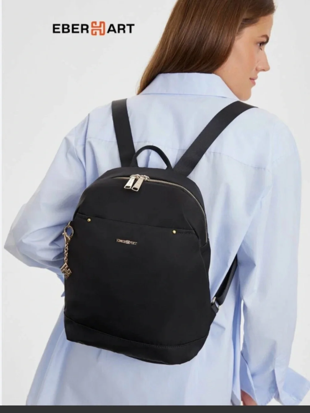 NWT Eberhart designed Germany Black Women's Backpack Sleek Everyday Bag